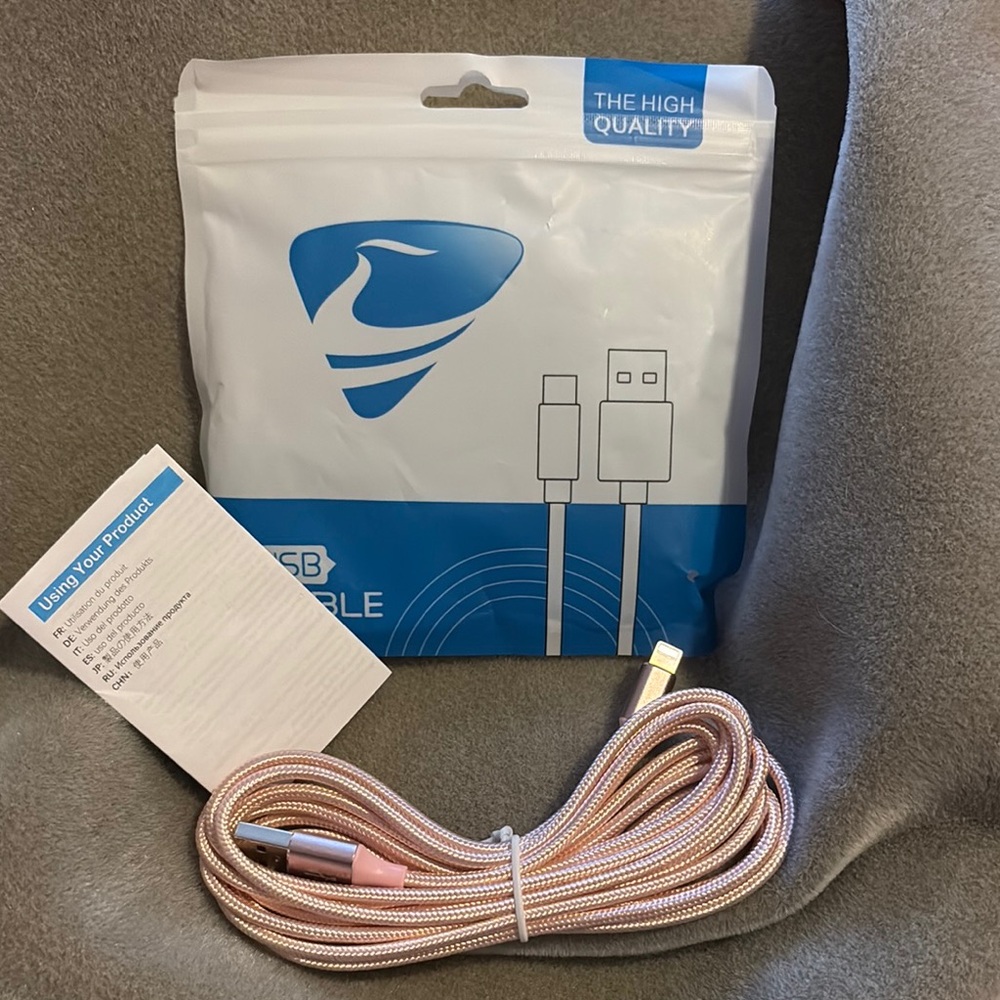 Pink 10ft extra long lightening  cable fast charging cord for iPhone 14 13 12